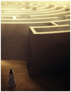 girl at the start of a maze